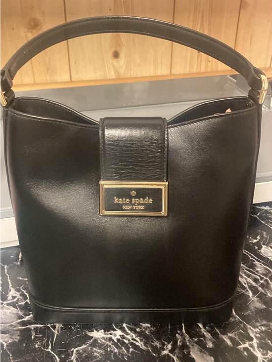 kate spade Handbags - kate spade Black Leather Bucket Shoulder Bag with Gold Plaque and unbranded bag